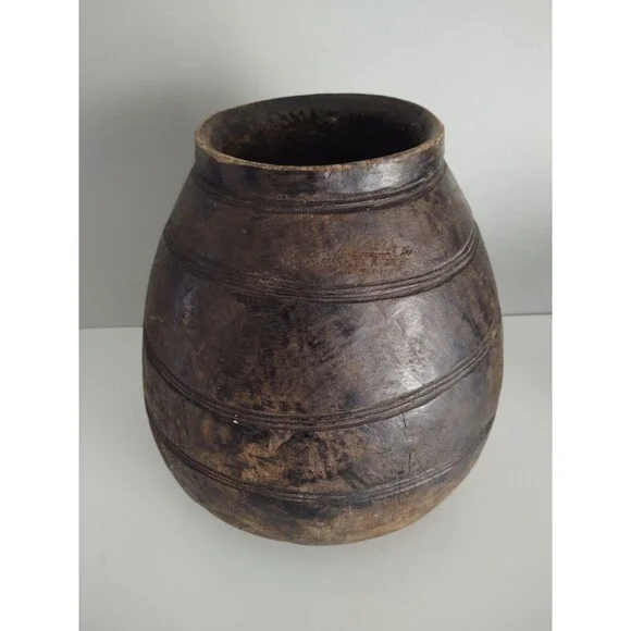 Lozi Tribe Of Zambia Africa Carved Wood Beer Milk Vessel Pot, Early 20th Century